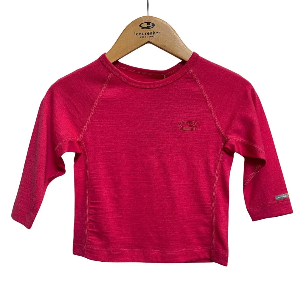 Icebreaker BodyFit 200 Youth Long Sleeve Crew Top - Pink