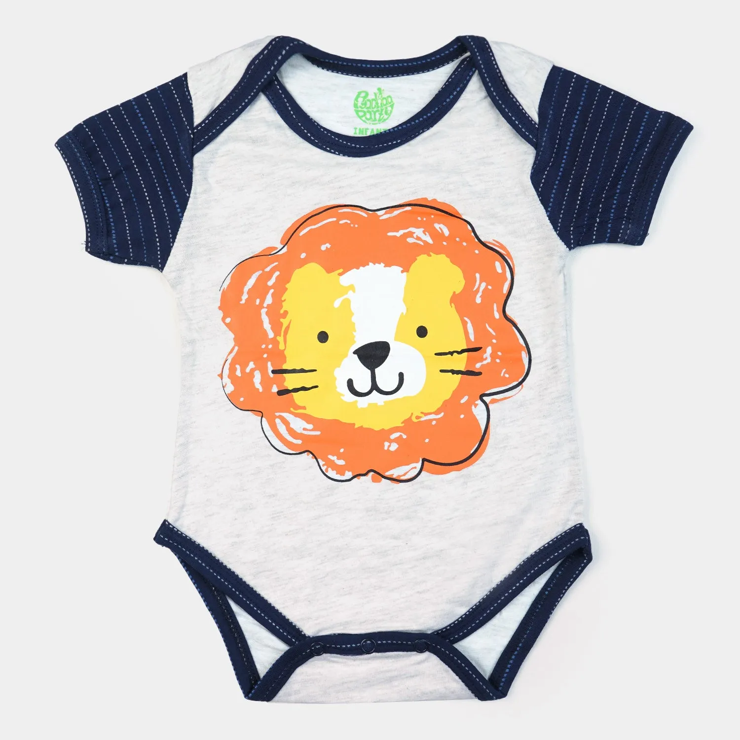 Infant Basic Romper Unisex Lion - White