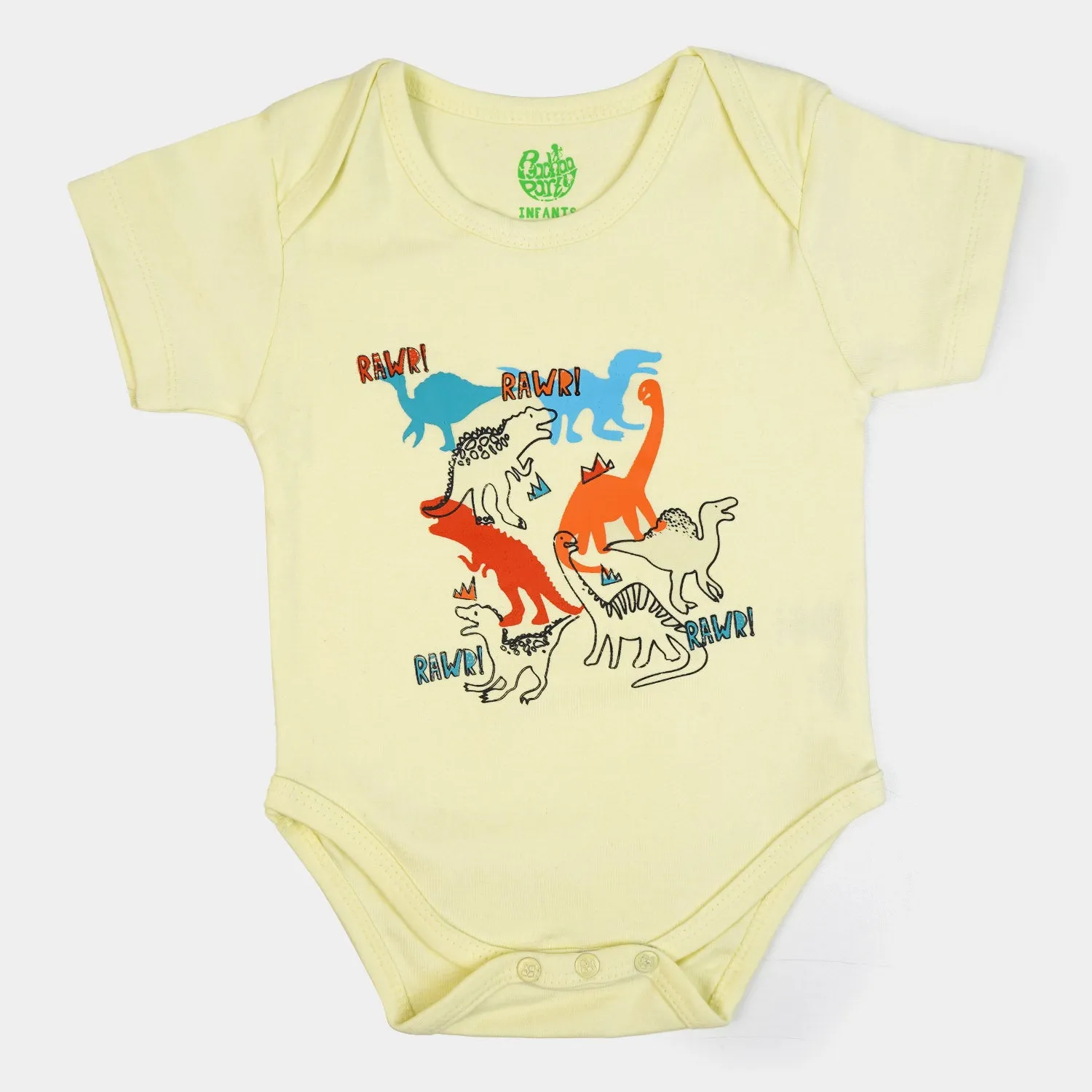 Infant Cotton Basic Romper Unisex Rawr - Light Yellow