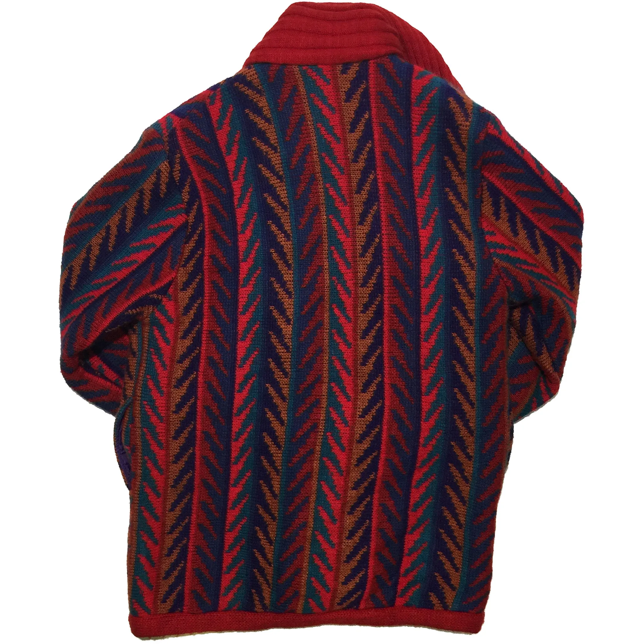 Karizma Knit Red Button-Up Sweater with Knit in Scarf