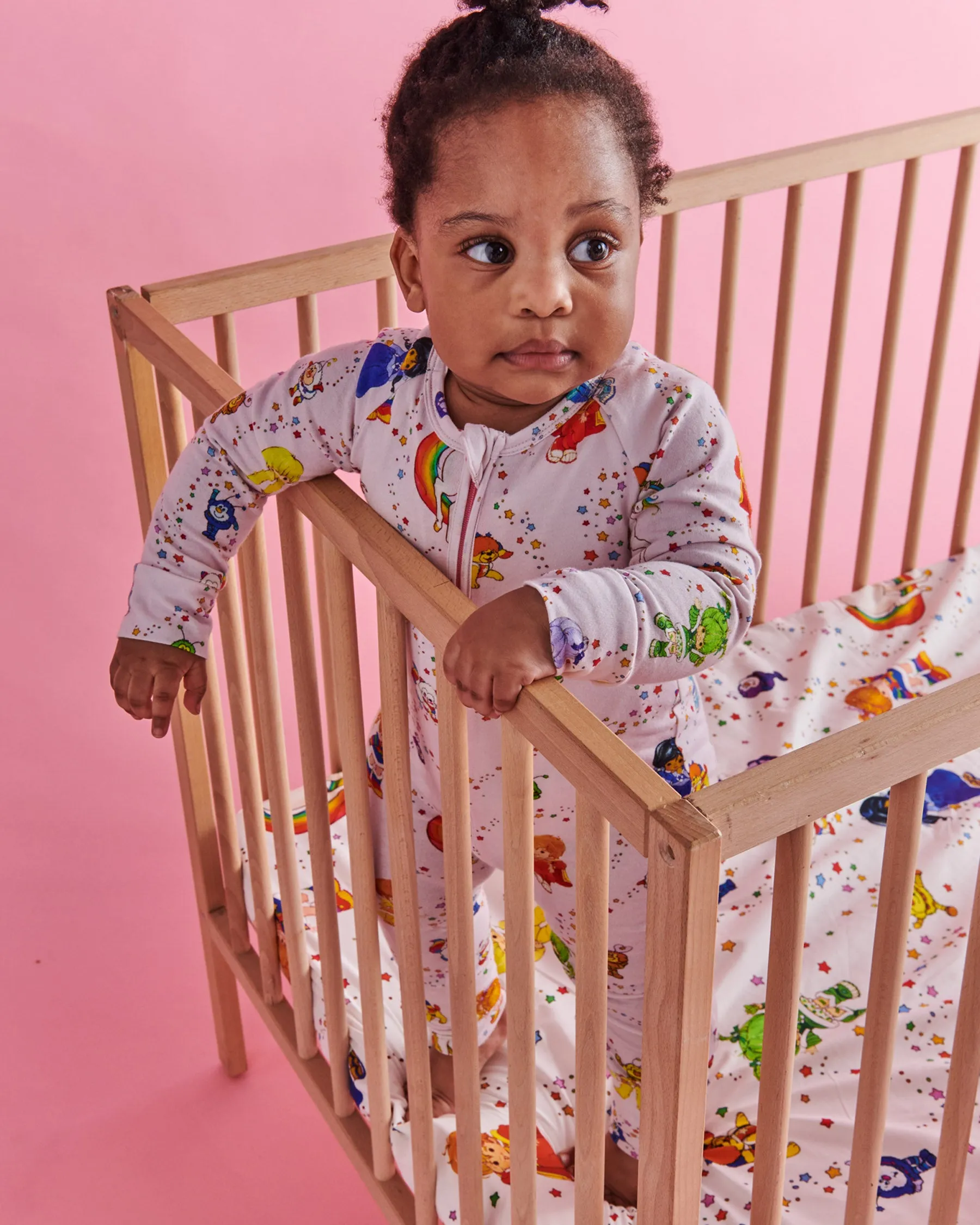 Kip&Co x Rainbow Brite Star Shower Organic Long Sleeve Zip Romper