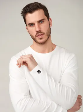 Liam Hi-Lo Brushed Long Sleeve T - Cloud White