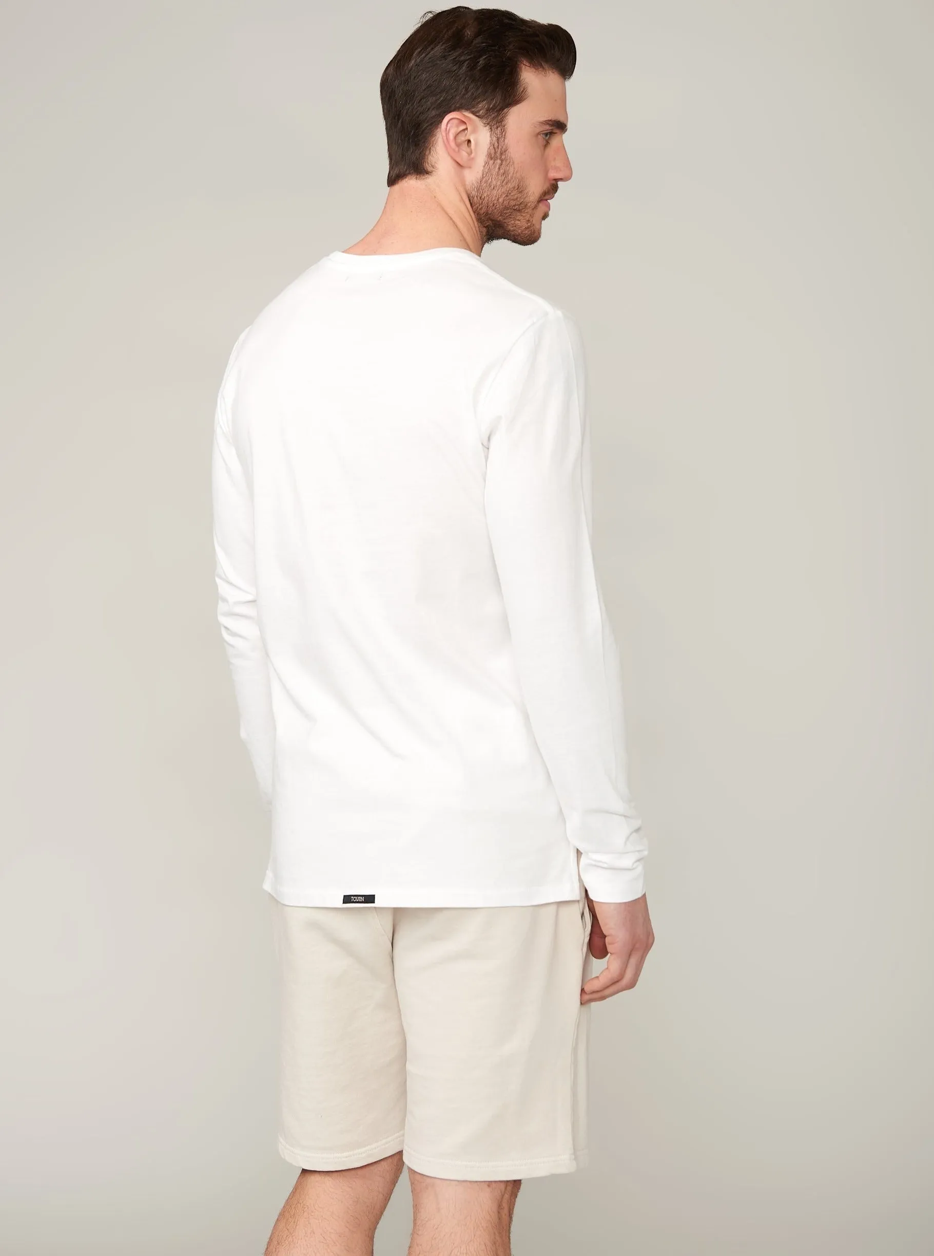 Liam Hi-Lo Brushed Long Sleeve T - Cloud White