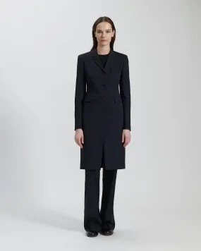 Manon Coat in Starched Wool, Navy