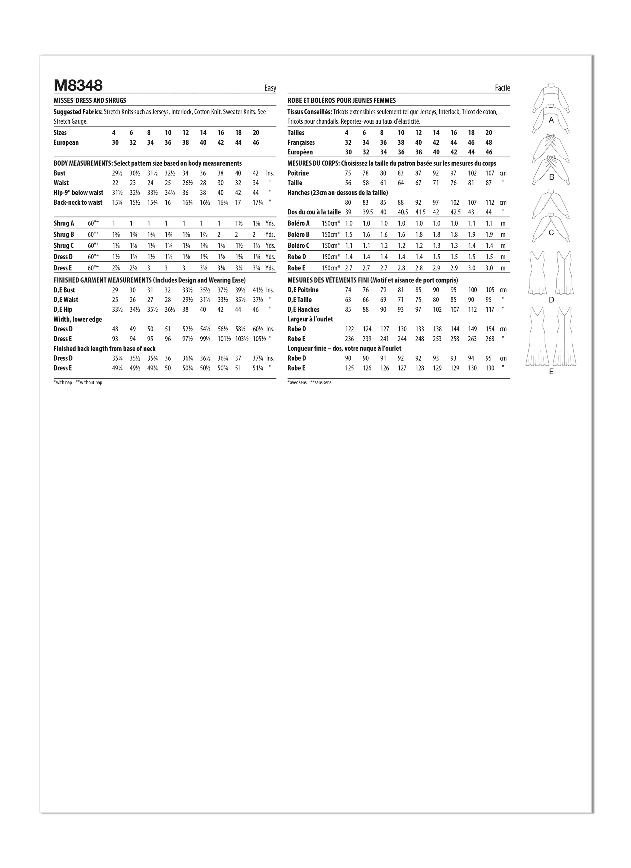 McCall's Sewing Pattern M8348 Misses' Dress and Shrug