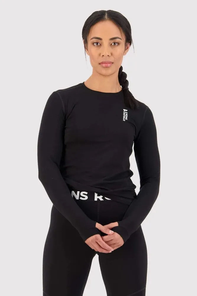 Mons Royale Cascade Merino Flex 200 Women's Long Sleeve - Black