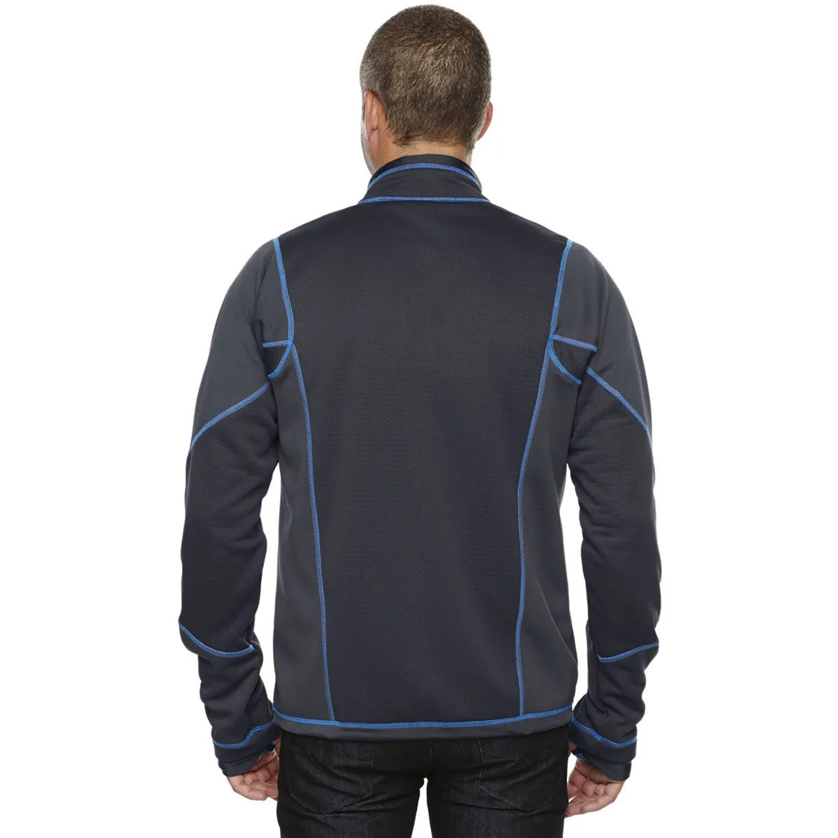 North End Men's Carbon/Olympic Blue Fleece Jacket with Print