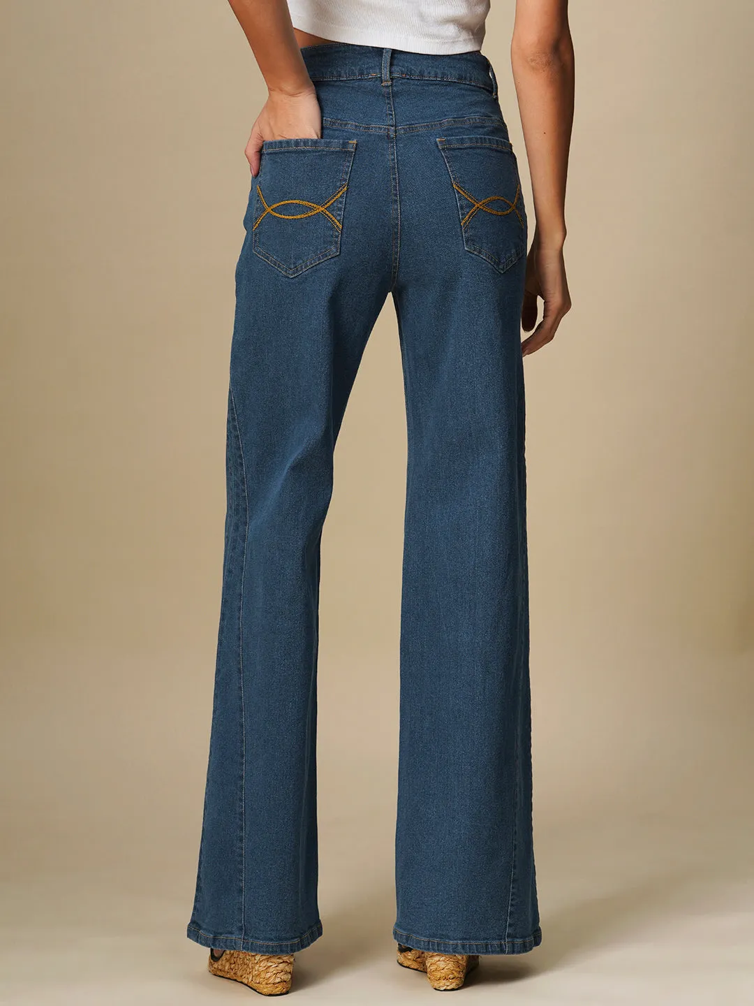 PANELLED FLARED LEG JEANS