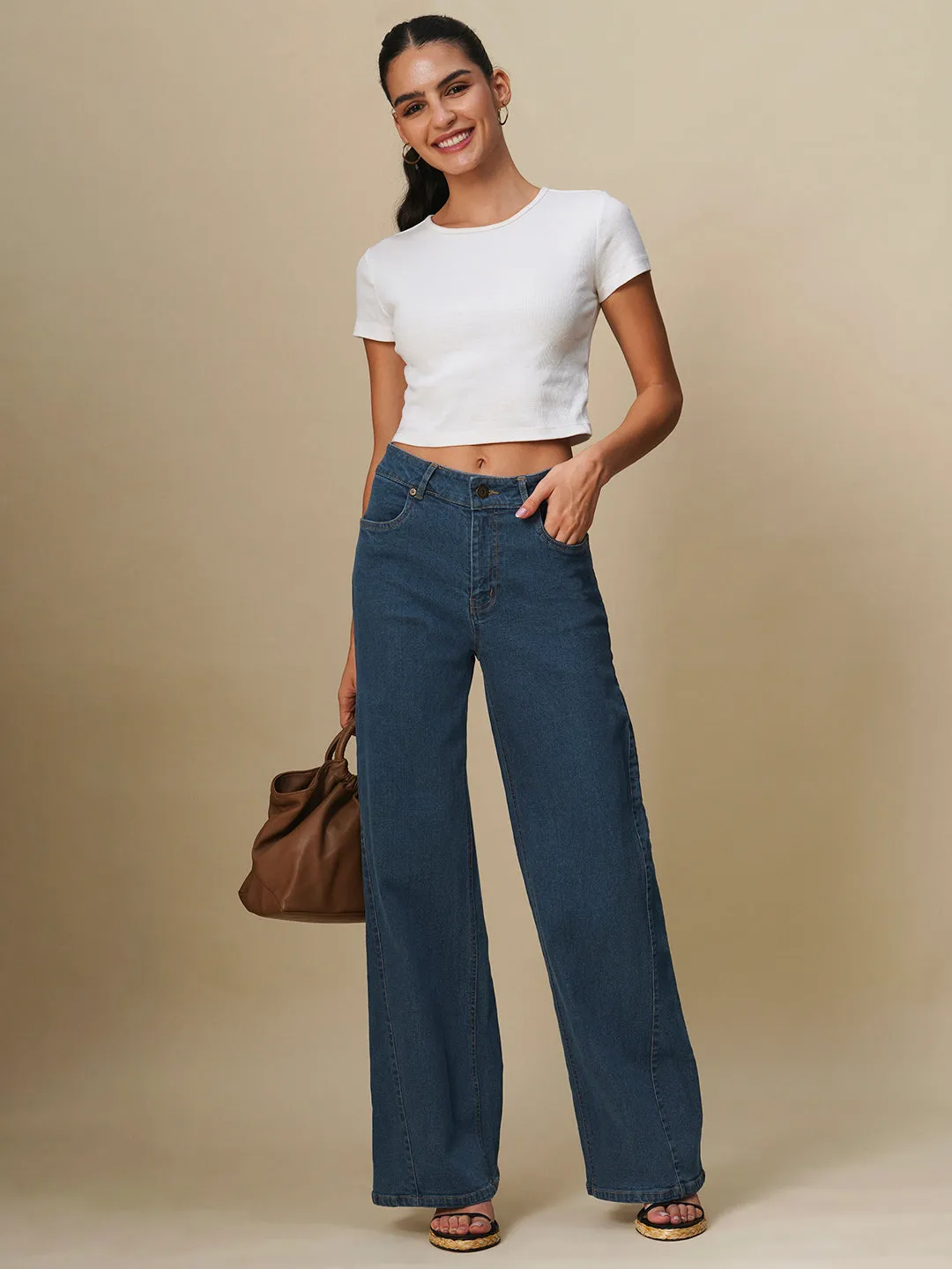 PANELLED FLARED LEG JEANS