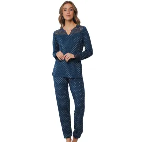 Pastunette Pyjama Set Of Long Sleeved Top V Neck  And Long Pants