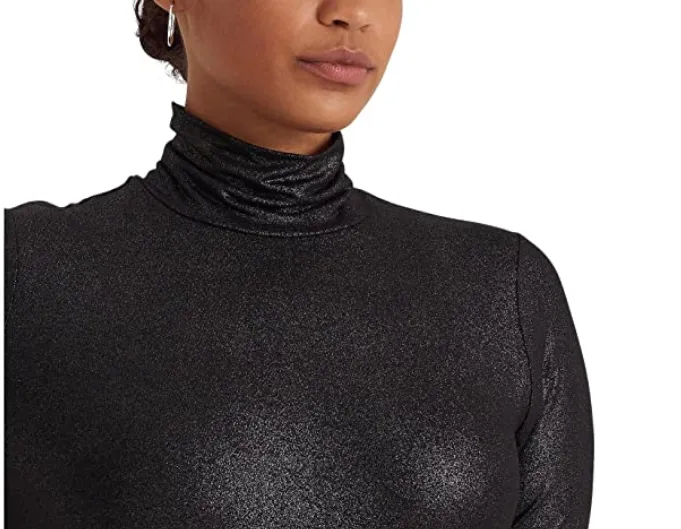 Ralph Lauren Plus Size Metallic Stretch Jersey Turtleneck