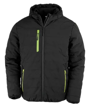 Recycled compass padded winter jacket | Black/Lime