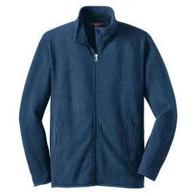 Red House Men's Navy Heather Sweater Fleece Full-Zip Jacket