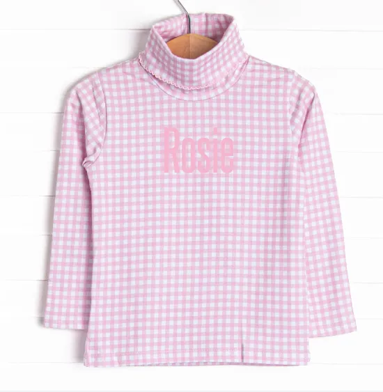 Rosie Turtleneck, Pink Gingham