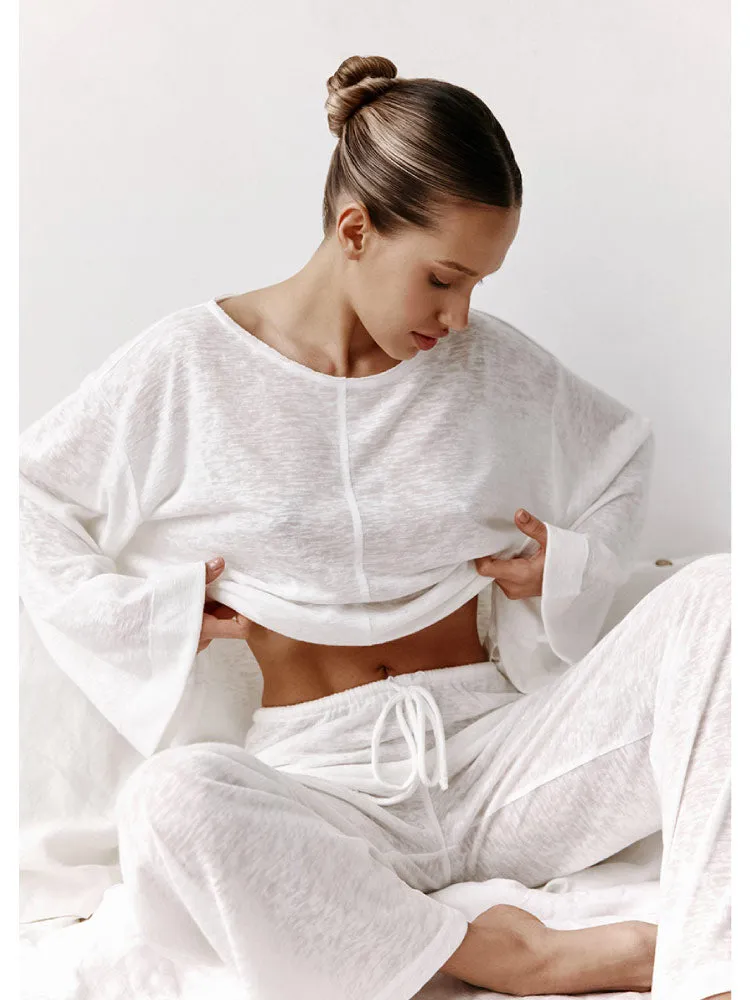 Round Neckline Long Sleeve Pajama Set