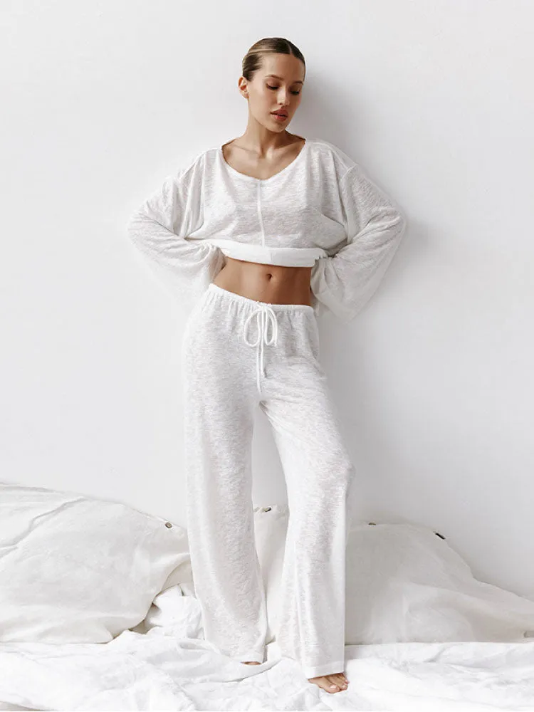 Round Neckline Long Sleeve Pajama Set