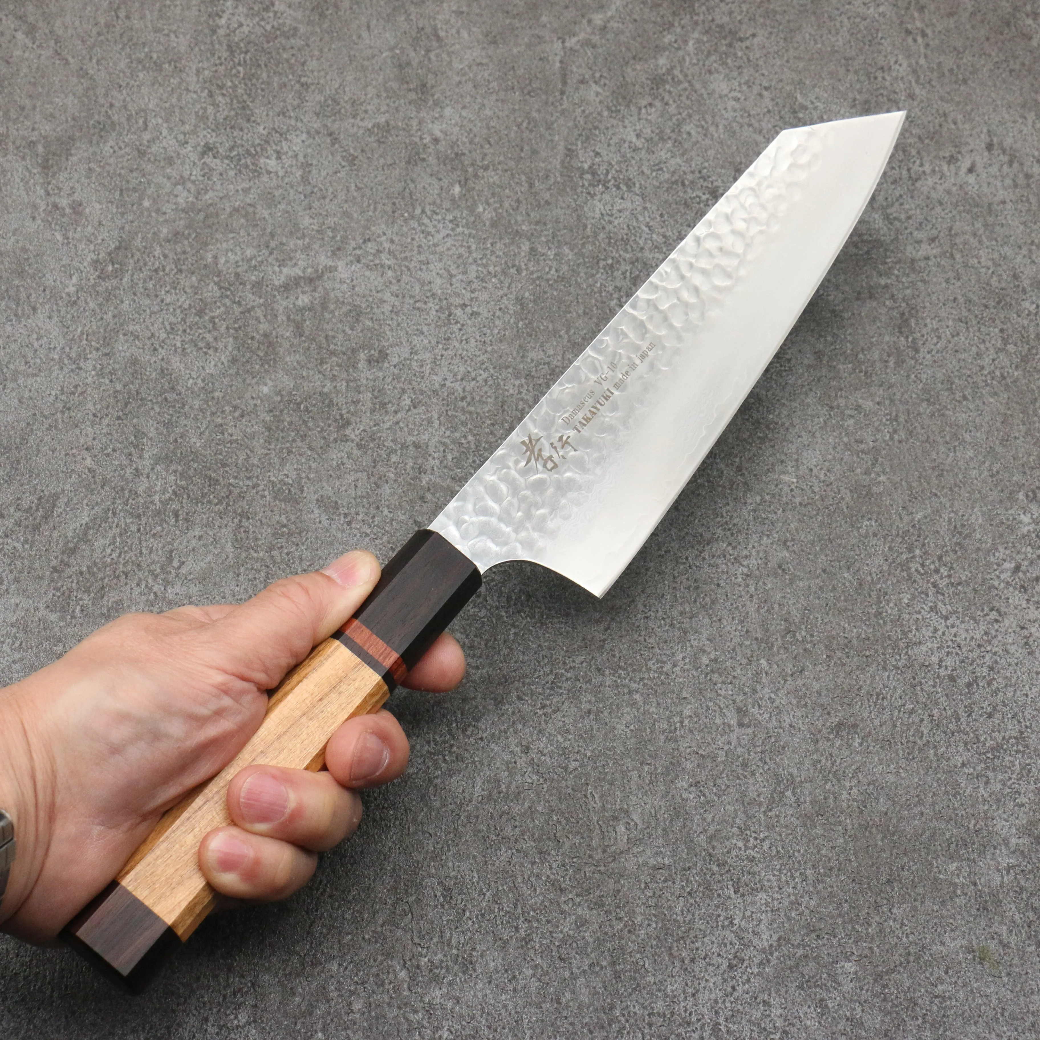 Sakai Takayuki VG10 33 Layer Damascus Kengata Gyuto 190mm Mountain cherry (12 sided) Handle