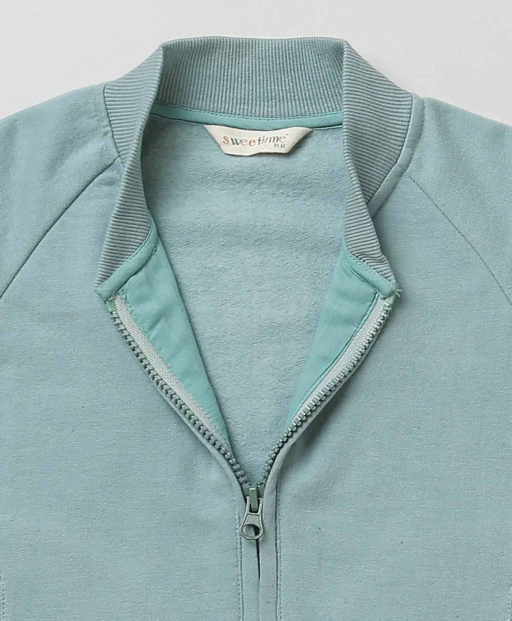 Sea Blue Cotton Fleece Jacket