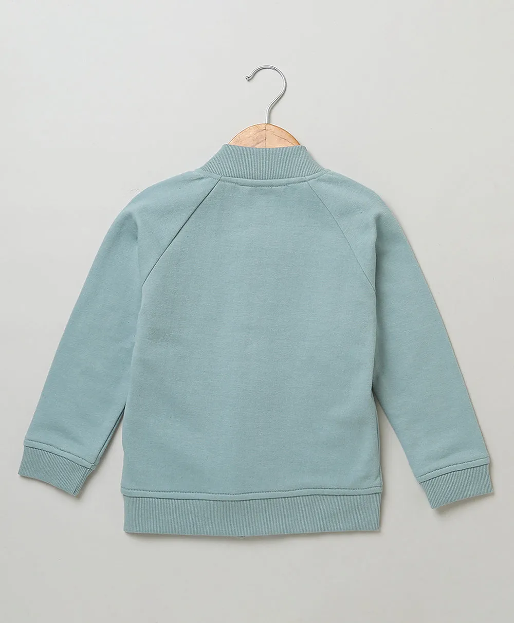 Sea Blue Cotton Fleece Jacket