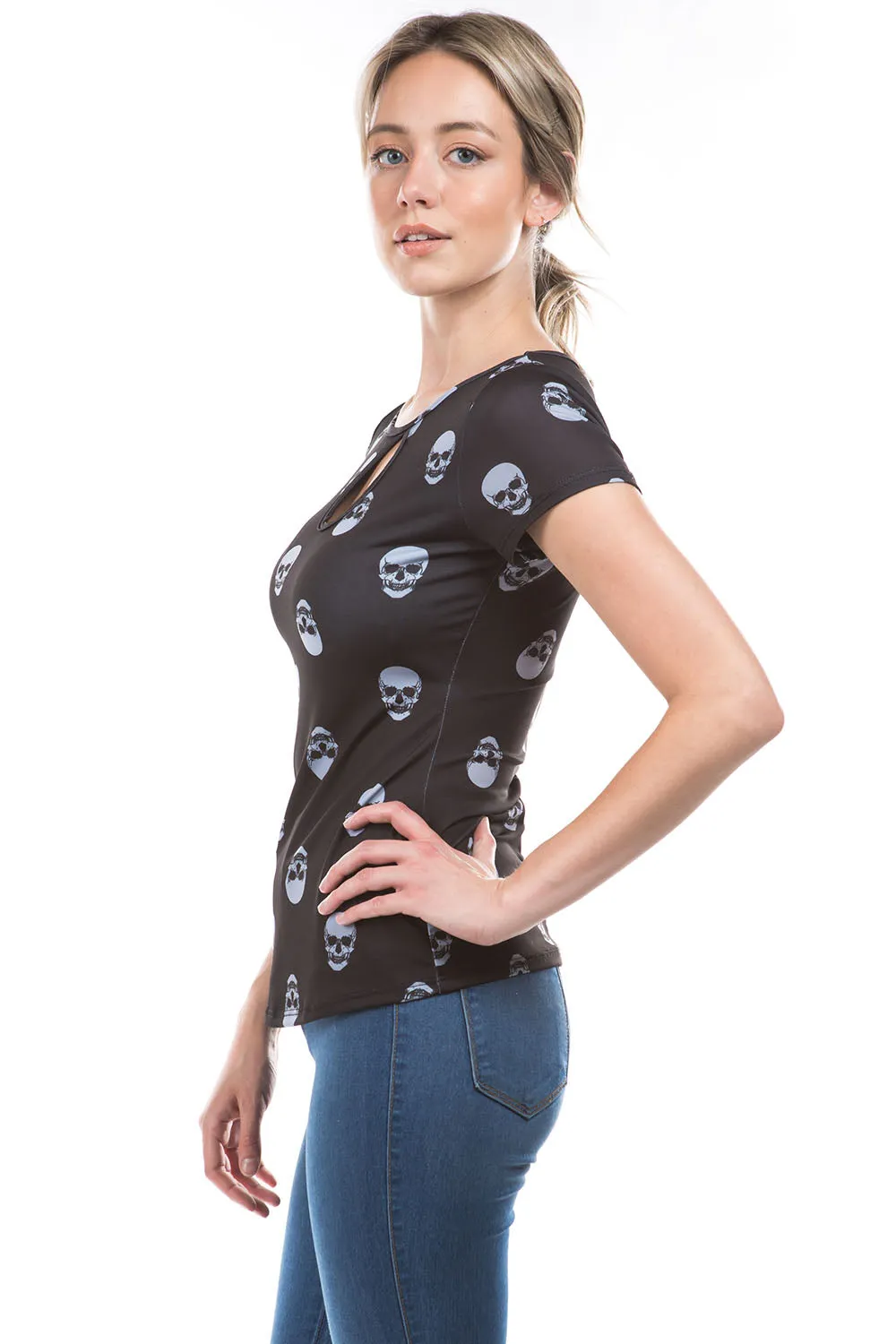 SERA FR KEYHOLE TOP (BLACK SKULL)- VT2684