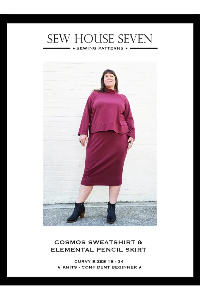 Sew House Seven - The Cosmos Curvy Sweater and Elemental Skirt Sewing Pattern 16-34