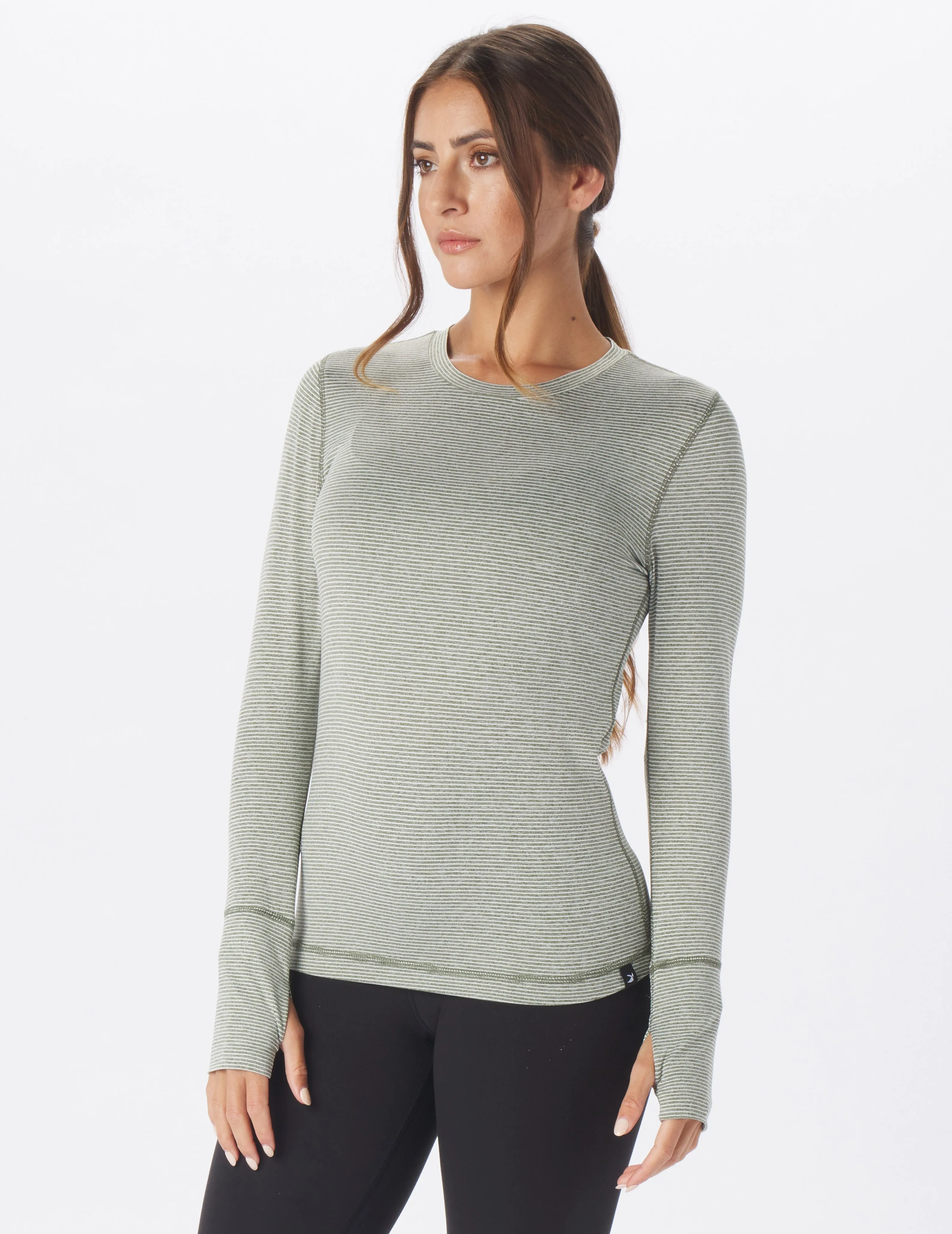 Simplicity Long Sleeve: Chive / Oatmilk Stripe