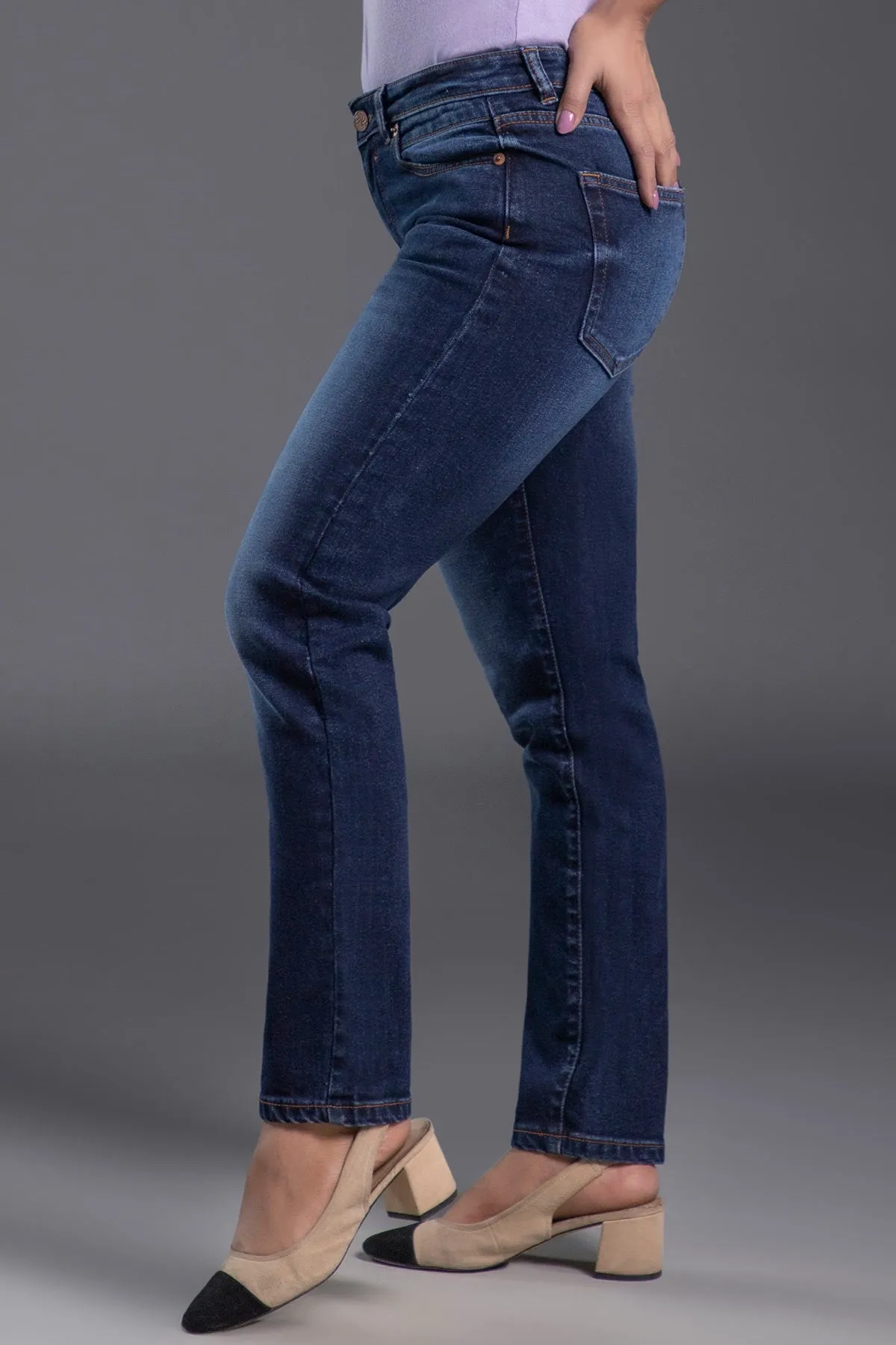 Slim-Fit Mid Waist Stretchable Jeans (Blue)