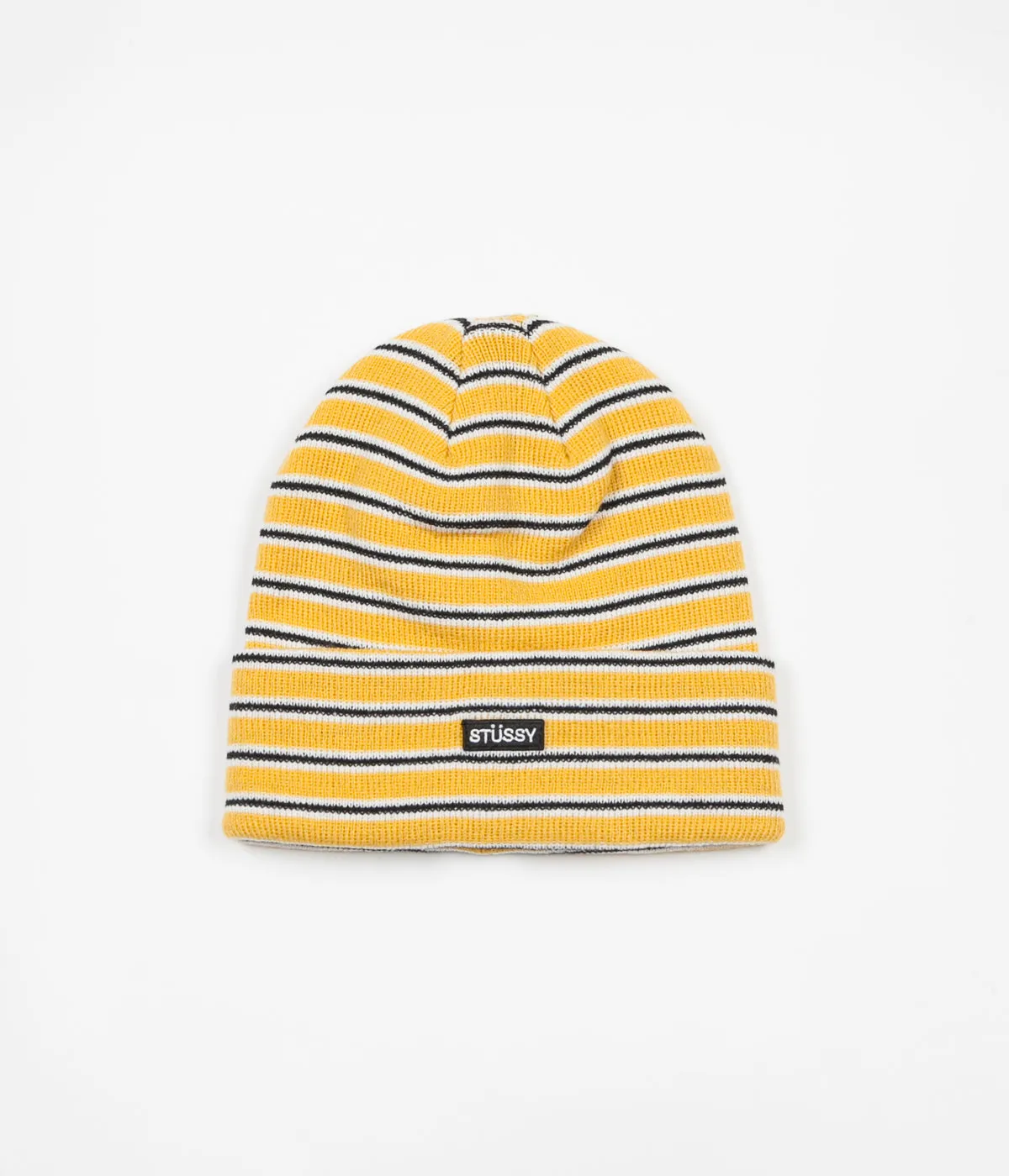 Stussy Striped Cuff Beanie - Yellow