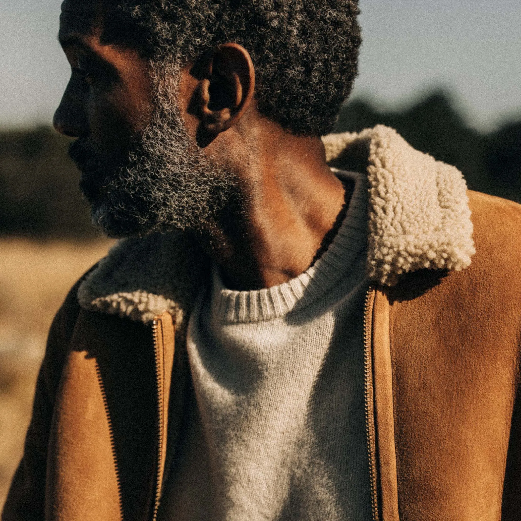 The Wright Jacket in Camel Shearling Leather