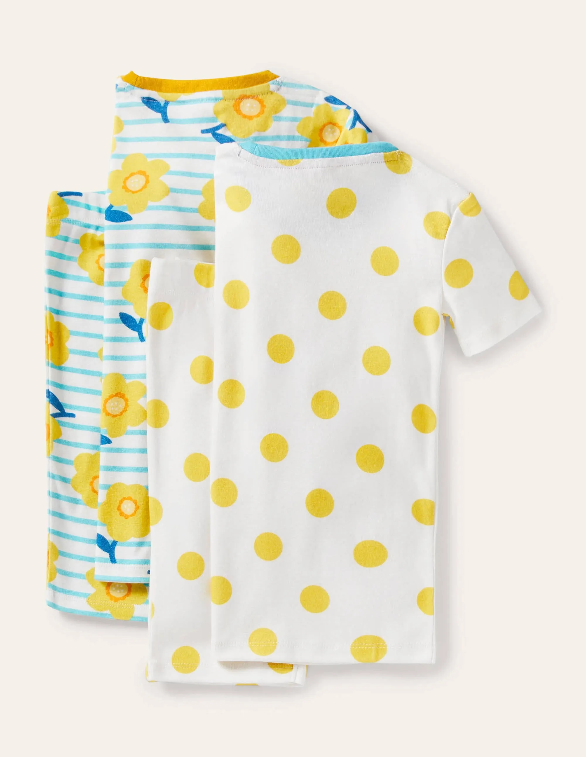 Twin Pack Snug Short Pyjamas-Aqua Blue Daffodil