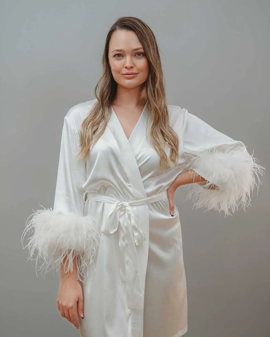 Two-Piece Satin Robe   Slip Dress Set