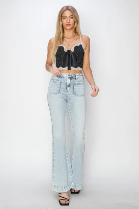 Vera High Rise Front Patch Pocket Flare Jeans