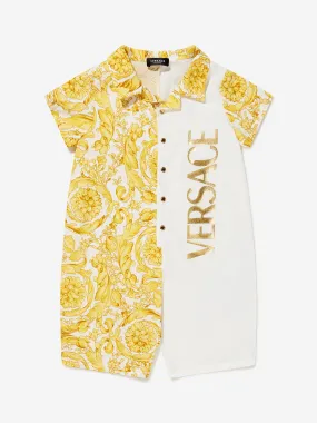 Versace Baby Barocco Polo Romper in Gold