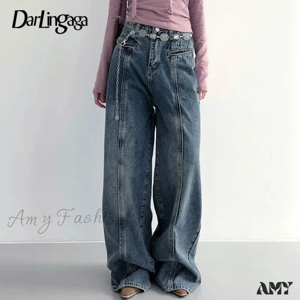 Vintage Baggy Distressed Stylish Comfortable Wide-Leg Trendy Classic Chic Jean