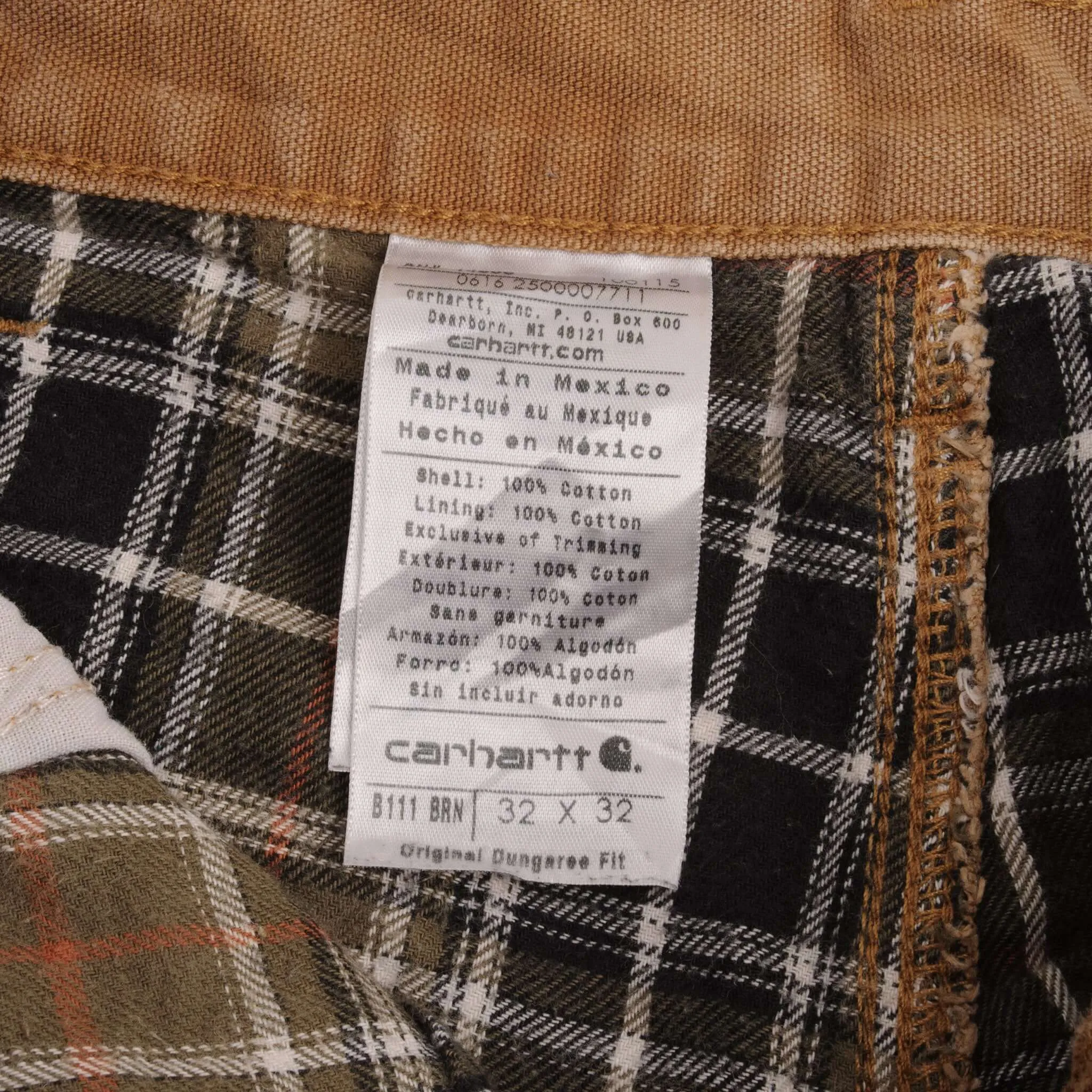 VINTAGE CARHARTT CARPENTER FLANNEL LINED SANDSTONE PANTS SIZE 32X32