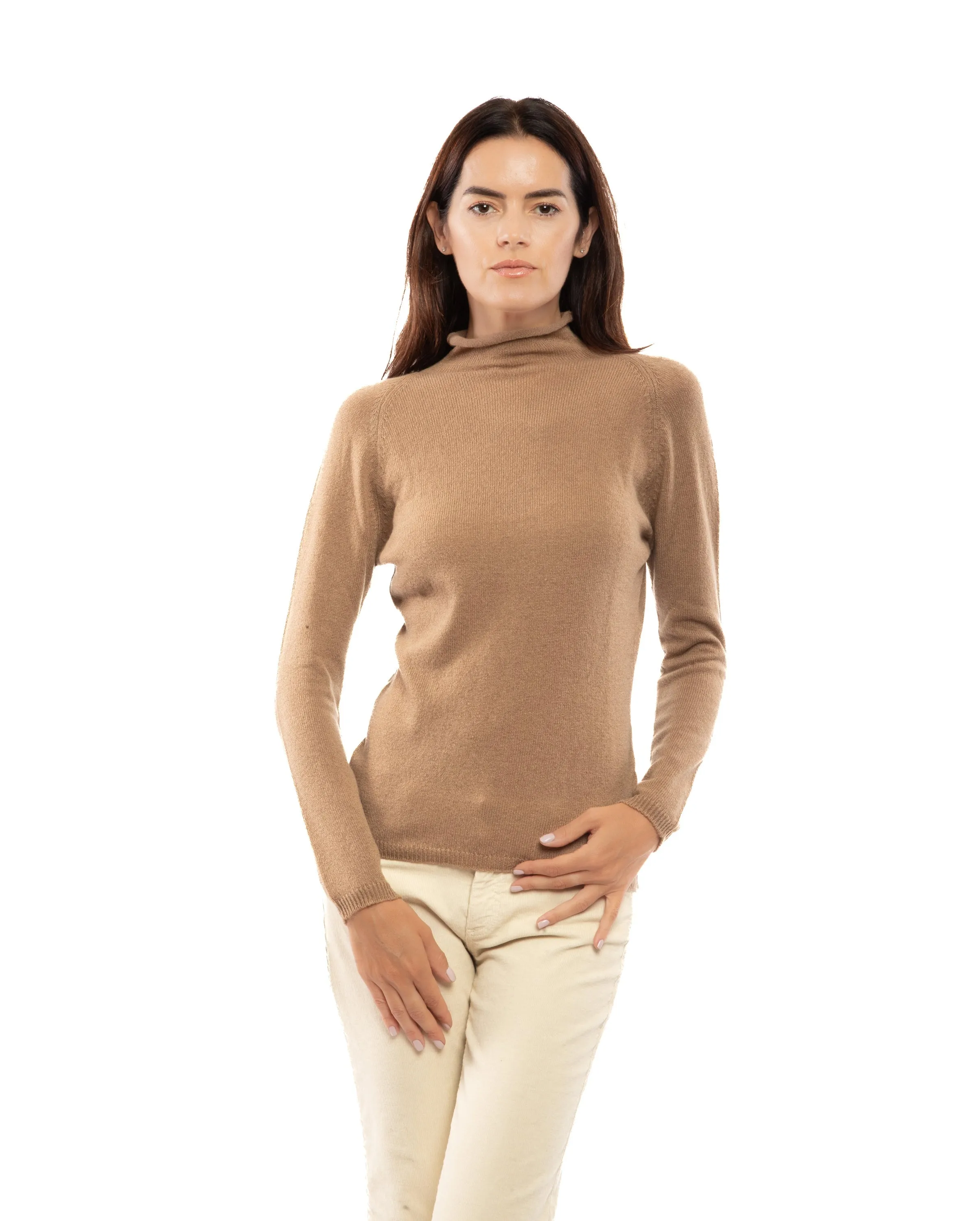 Women's Ultralight Cashmere Raglan Turtleneck Melange Blue