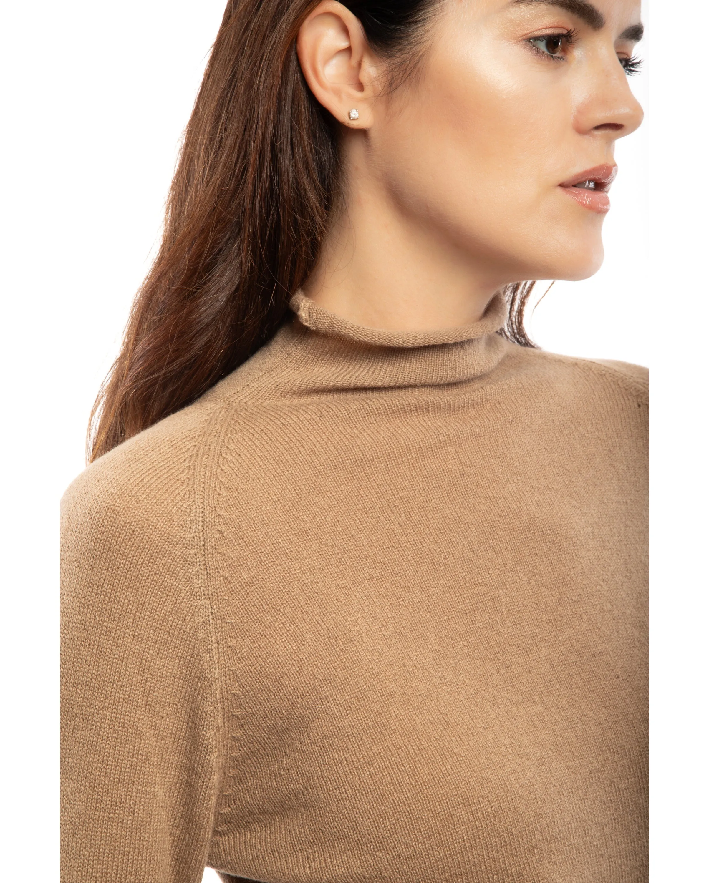 Women's Ultralight Cashmere Raglan Turtleneck Melange Blue