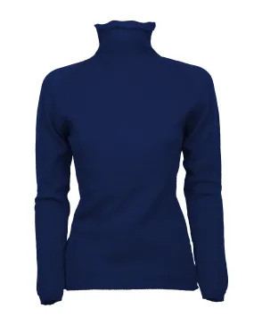 Women's Ultralight Cashmere Raglan Turtleneck Melange Blue