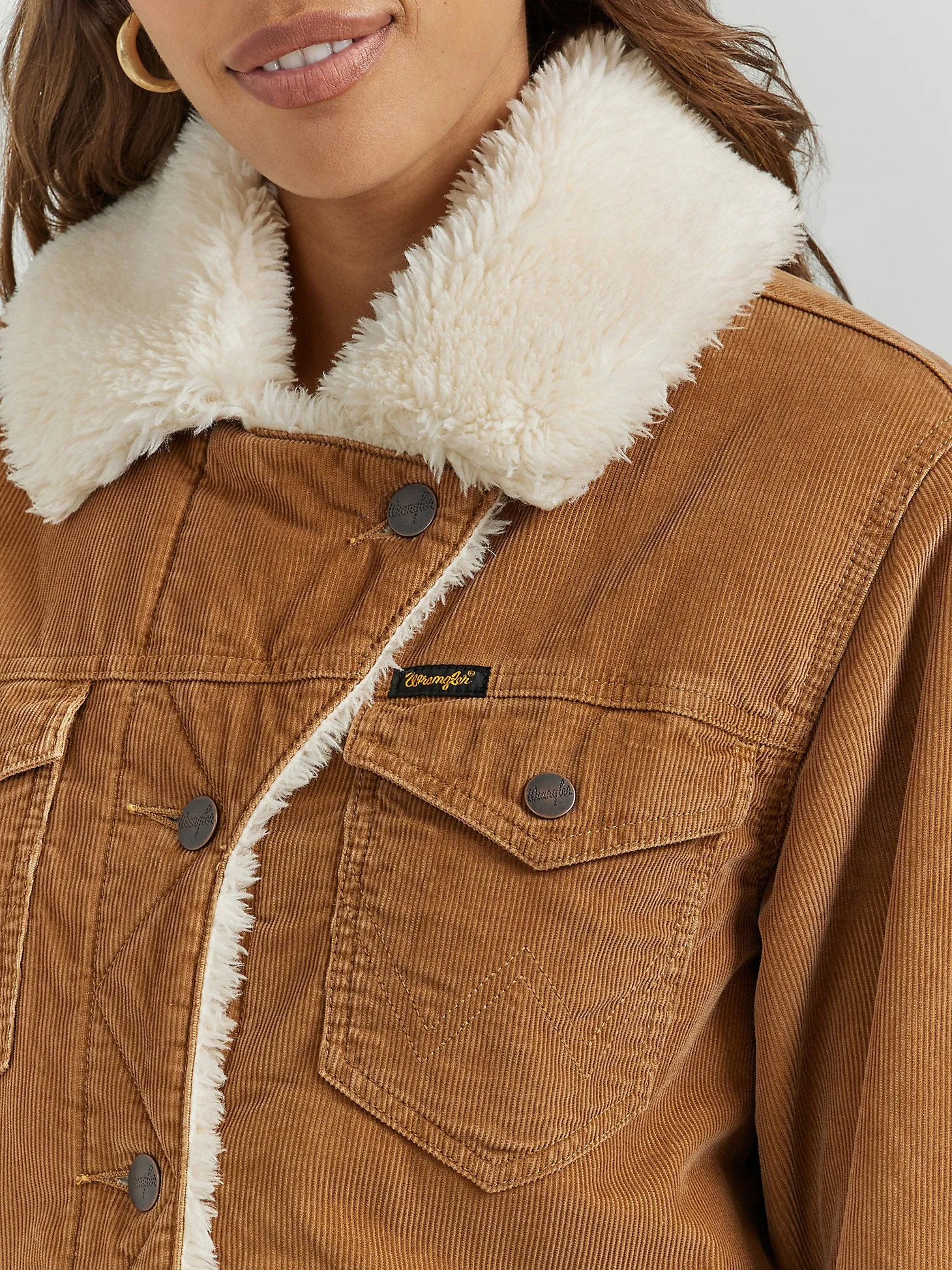 Women's Western Sherpa Lined Corduroy Wrange Coat - Tan