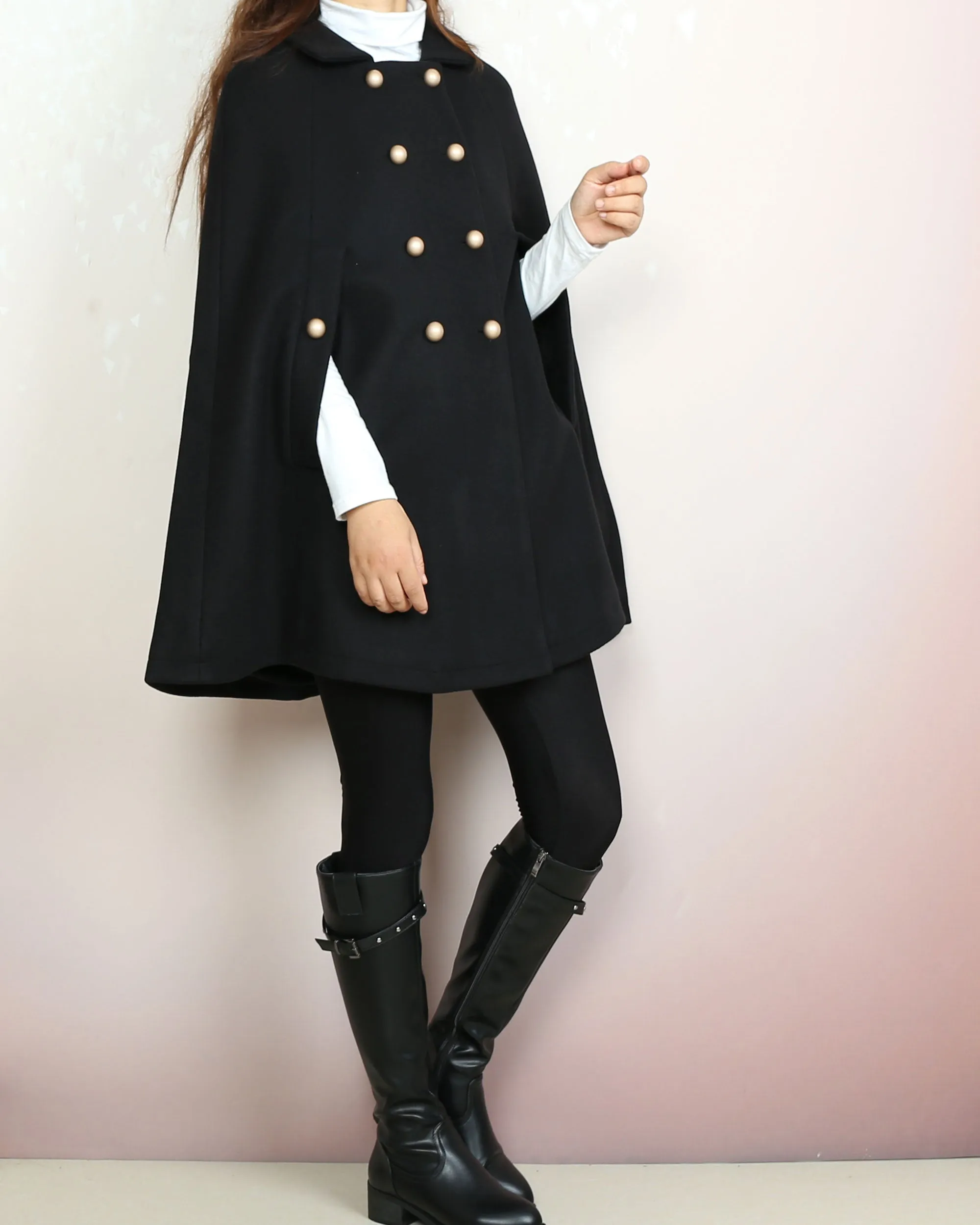 Wool cape coat, wool poncho, wool cloak jacket, winter coat, wool cloak(Y2164)