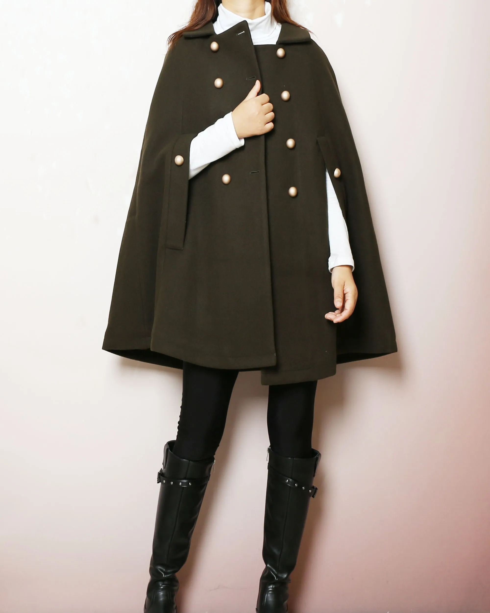 Wool cape coat, wool poncho, wool cloak jacket, winter coat, wool cloak(Y2164)