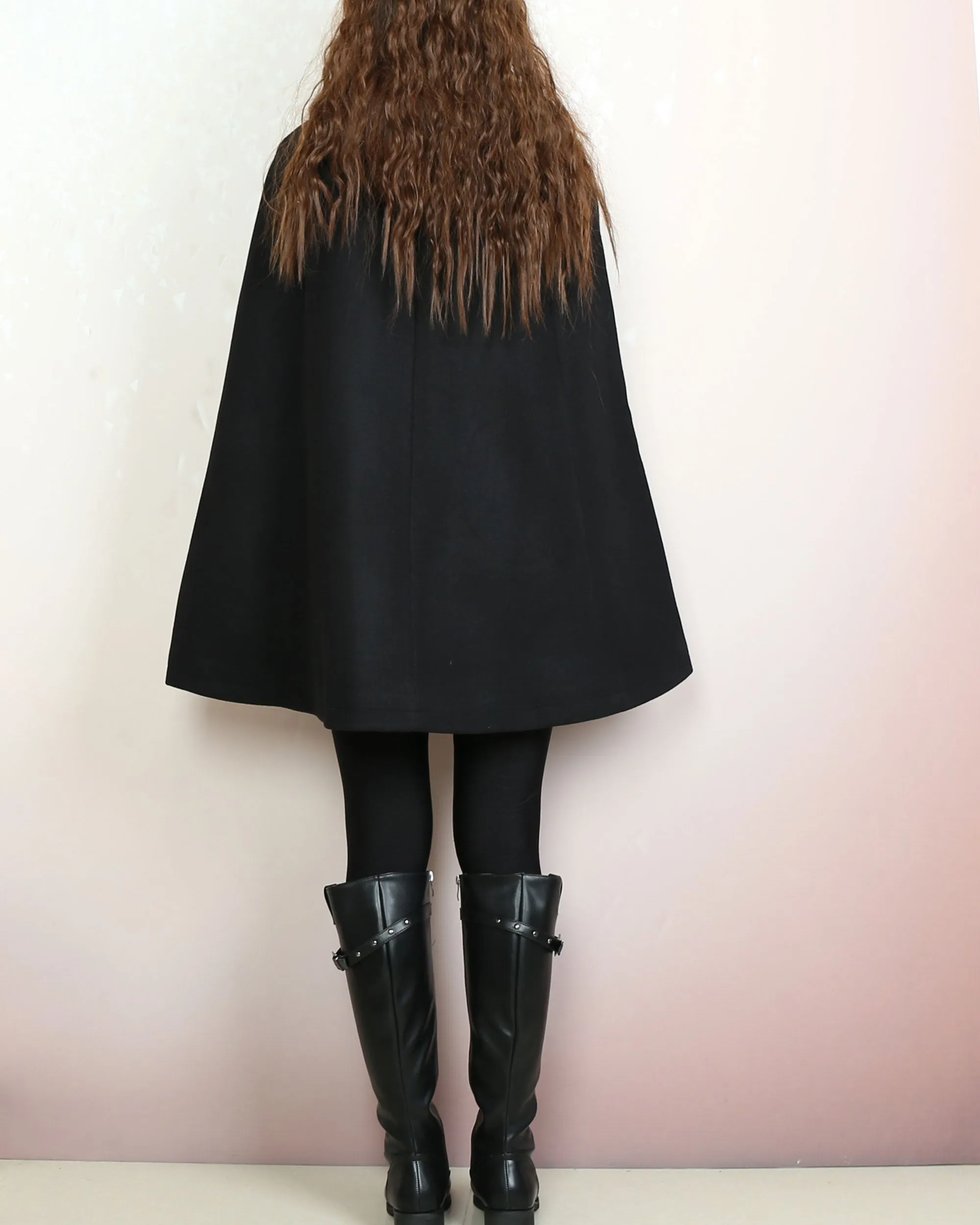 Wool cape coat, wool poncho, wool cloak jacket, winter coat, wool cloak(Y2164)