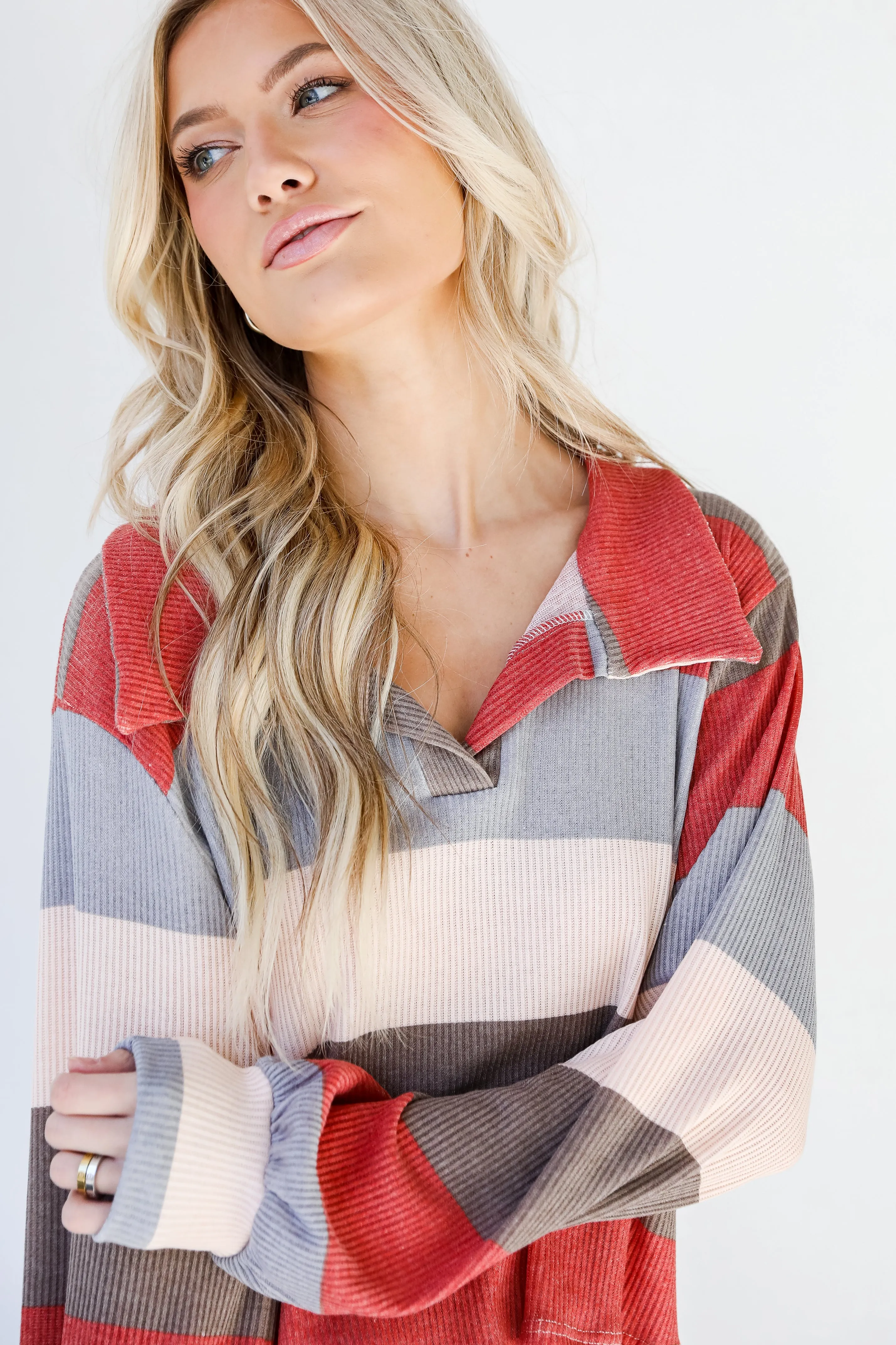 You Belong Here Striped Collared Top