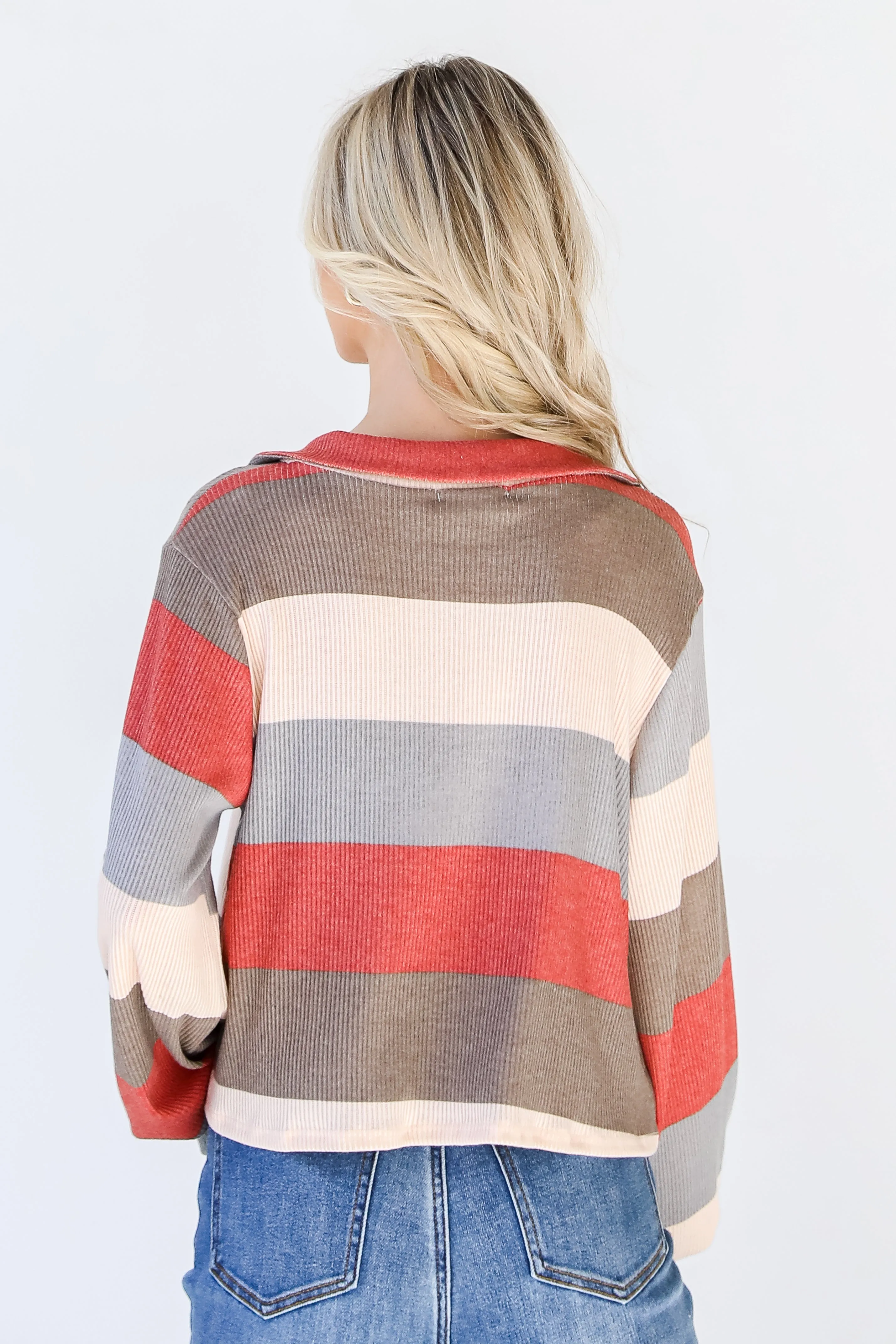 You Belong Here Striped Collared Top