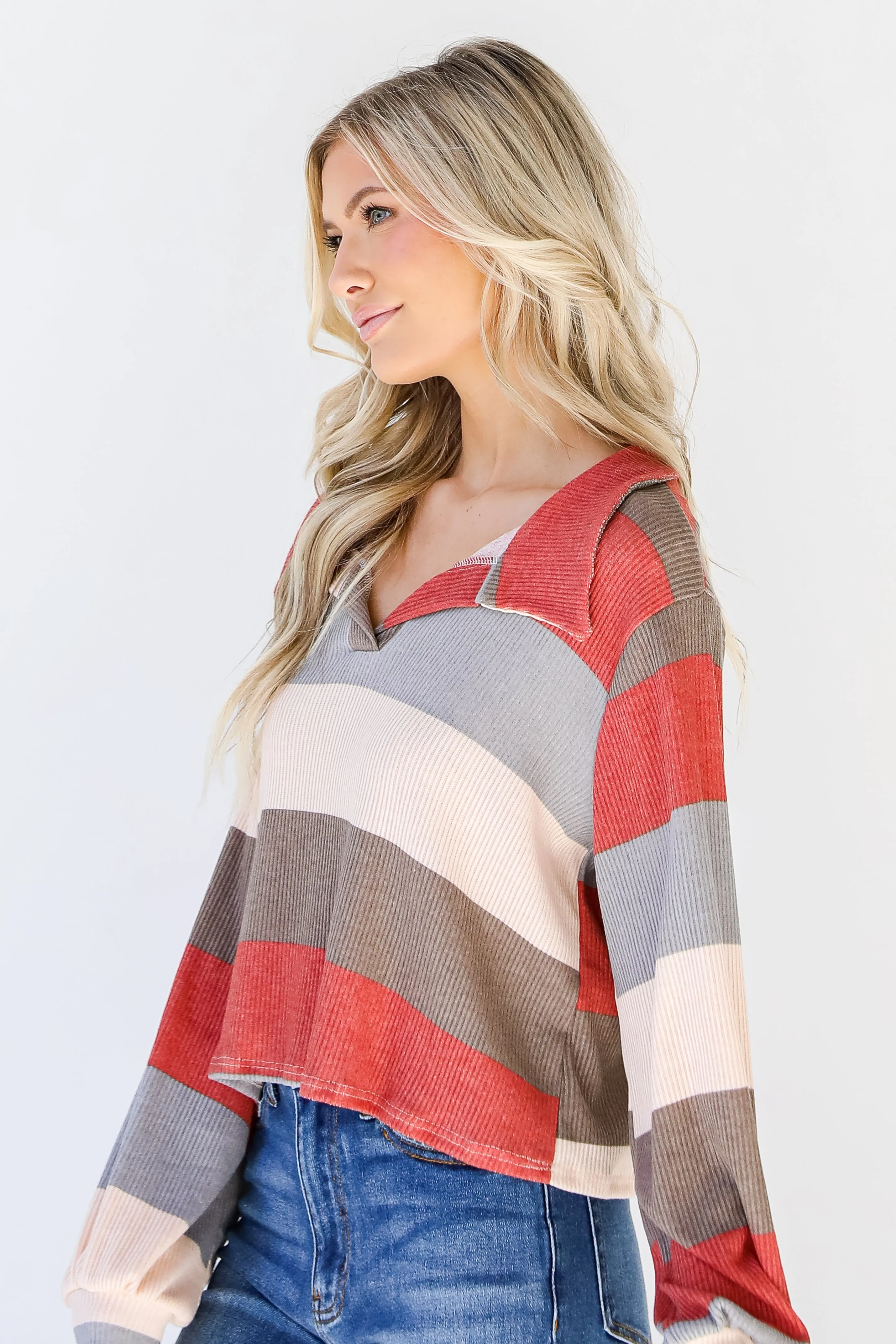 You Belong Here Striped Collared Top